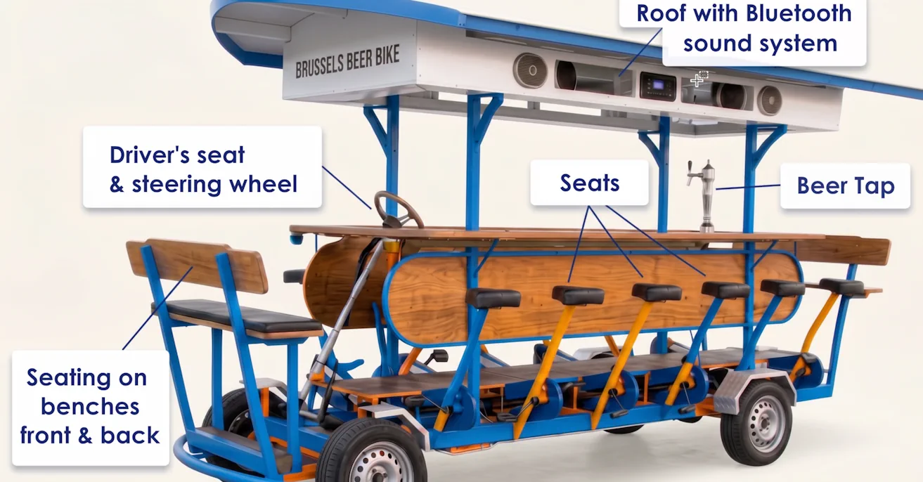 Brussels Beer Bike with labeled features