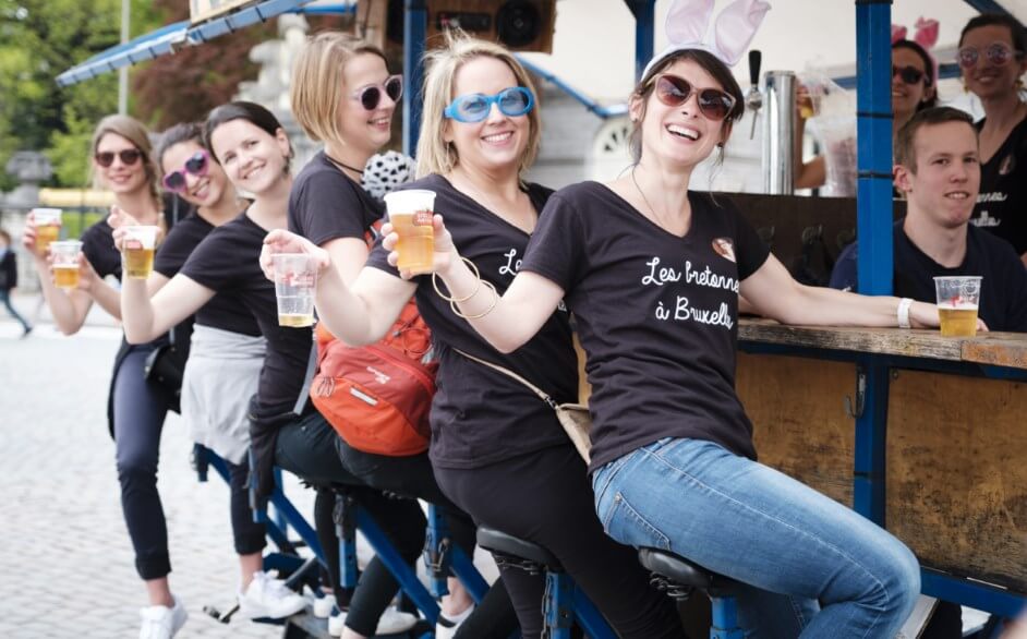 Group of girls on beerbike